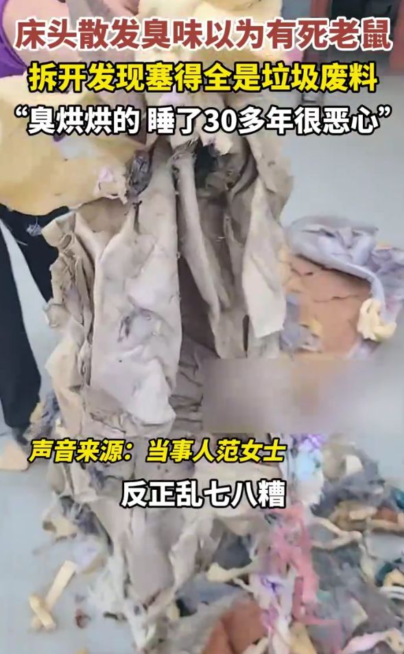 开发现睡了30多年的床头填充物是垃圾j9九游会登录床头发臭以为有死老鼠拆(图3)